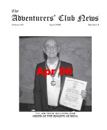 April 2006 Adventurers Club News Cover